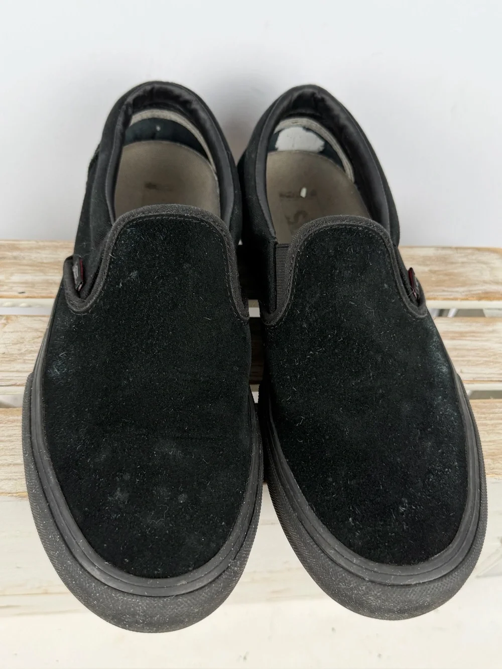 Vans Skate Slip-On shoes in a blackout colorway durable suede upper size 9.5